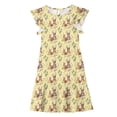 thumbnail image 4 of EGNMCR Robe à Manches Courtes Col Rond Robe d'Été pour Enfants à Manches Plissées Double Couche Imprimée pour Enfants de 5 à 14 Ans, 4 of 7
