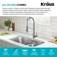 thumbnail image 5 of Kraus Premier 32 in Undermount 50/50 Double Bowl 18-Gauge Stainless Steel Kitchen Sink and Commercial Style Pull Down Faucet in Spot-Free Stainless Steel, 5 of 19