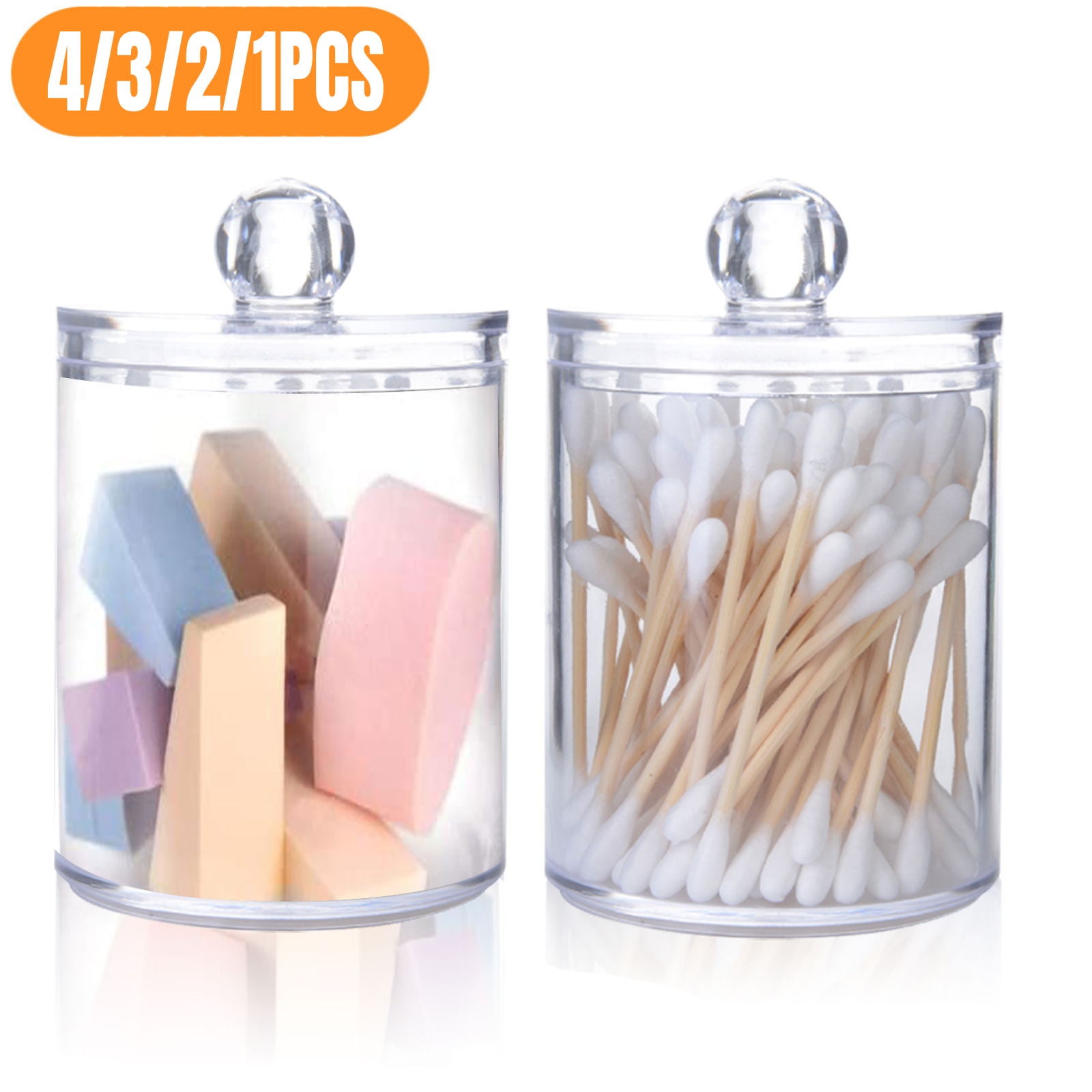 TSV 2Pcs Acrylic Apothecary Jars, 10 oz Qtip Dispenser with Lid