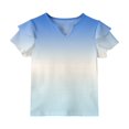 thumbnail image 6 of Dwellite Girls Ruffle Short Sleeve T Shirts Cute Little V Neck Tops for Kids Summer Casual Shirts 3-13 Years Light Blue 130, 6 of 6