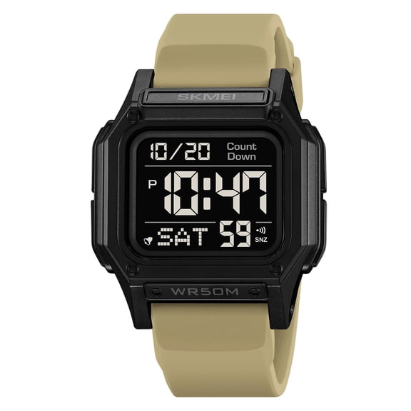 KOYPTL Unisex Digital Watch Men Women Square Face Big Numbers LED Electronic Wrist Watches Waterproof/Alarm/Countdown Timer/Dual Time/Stopwatch/12/24H