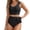 Black*, variant on RUTAYY Women's Bikini Sets Solid Color High Waist Swimwear Tankini Tops with Bottom Sports Swimming Trendy Vacation Swimsuit