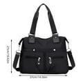 thumbnail image 2 of Black Tote Bag,Langrents Nylon Waterproof Tote Bag,Large Capacity Waterproof Multi Pocket Shoulder Bag,Multifunctional Nylon Tote Bag for Women Girls Boys Adults, 2 of 5