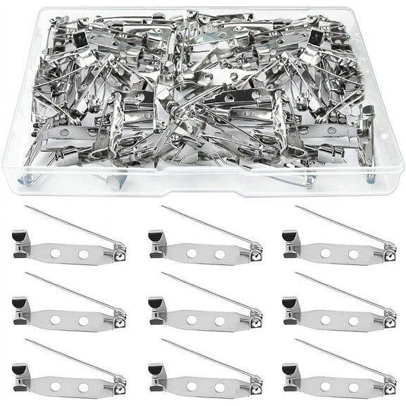110Pcs Locking Pins Backs Brooch Badge Bar Pins Jewelry Pins with Holes for DIY Crafts Name Tags Jewelry Making DIY Crafts Accessories Mother's Day Gift (25MM)