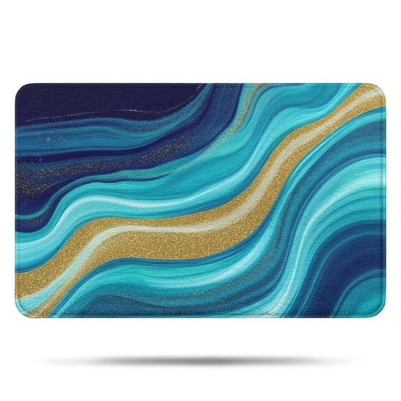 Dark Blue Marble Gold Line Pattern Bathroom Rugs Mat,Non Slip Microfiber Bathroom Rug,Rubber Backing,Soft Bathroom Mats for Bathroom Floor,Tub and Shower,17x27in(43x68cm)