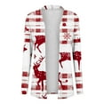 thumbnail image 4 of Women's Cardigan Fleece Brushed Coat Christmas Plaid Outwear Tunic Overcoat Mid Length Outfits Christmas Tree Clothing Santa Claus Graphic Outerwear Casual Fashion Clothing, 4 of 4