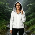 thumbnail image 2 of Lmueinov Womens Striped Lined Waterproof Hooded Windbreaker Jacket Zip Oxford Cloth Casual Outerwear with Pocket for Fall Winter Outdoor Hiking Daily Wear, 2 of 7