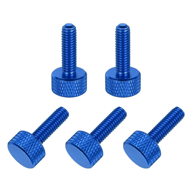 5 Pcs Vis à Pouce Mollées Tête Plate M6x20mm pour Cartes Graphiques, Bleu Foncé