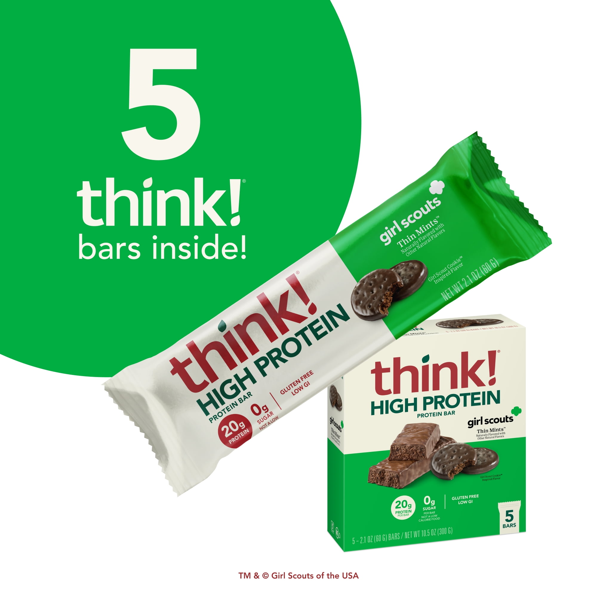 (3 pack) Think! High Protein Bars, Chocolate Mint, 20g, 5Ct