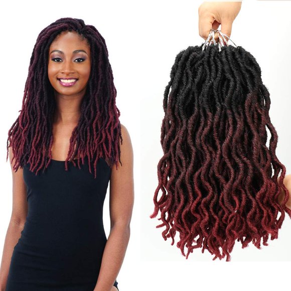 Eliza Wavy Gypsy Ombre Crochet Hair - 8Packs/Lot Goddess Locs Synthetic Fiber Faux Locs African Roots Dreadlocs Synthetic Braiding Hair Extensions for Black Women (14",8pack,OT99