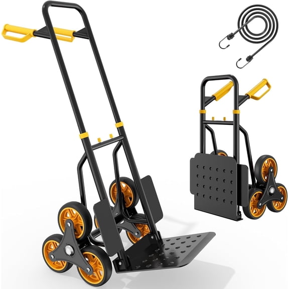 Mstge Stair Climber Hand Truck 330 Lbs, Heavy Duty Hand Truck Dolly for Stairs, Foldable Trolley Stair Climbing Cart with 6 Wheels and Telescoping Handle