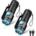 thumbnail image 1 of (Paquete de 2) Linterna pequeña, 1000 lúmenes altos, linterna LED compacta recargable por USB con clip, mini linterna EDC de bolsillo con diseño de cola único, 1 of 5