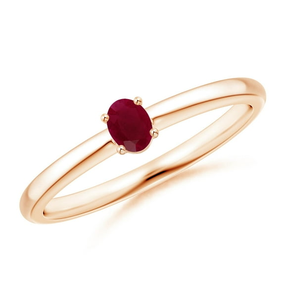 ANGARA Natural Classic Solitaire Oval Ruby Promise Ring in 14K Rose Gold for Women (Size-4x3mm) | July Birthstone, Birthday, Anniversary, Jewelry Gift for Women | Natural Ruby Ring