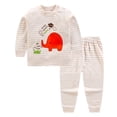 thumbnail image 2 of larppty Toddler Pajamas Girls Boys Warm Cotton Pjs for Kids 2 Piece Long Sleeve Pajama Set(6-12 Months,Beige), 2 of 3