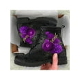thumbnail image 3 of Woobling Ladies Leather Boot Lace Up Ankle Boots Vintage Short Bootie Outdoor Booties Non Slip Floral Comfortable Purple Rose 6.5, 3 of 6
