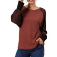 thumbnail image 2 of Puntoco moda mujer Casual manga larga cuello redondo Patchwork señoras tops sudaderas Puntoco Puntoco-6063, 2 of 6