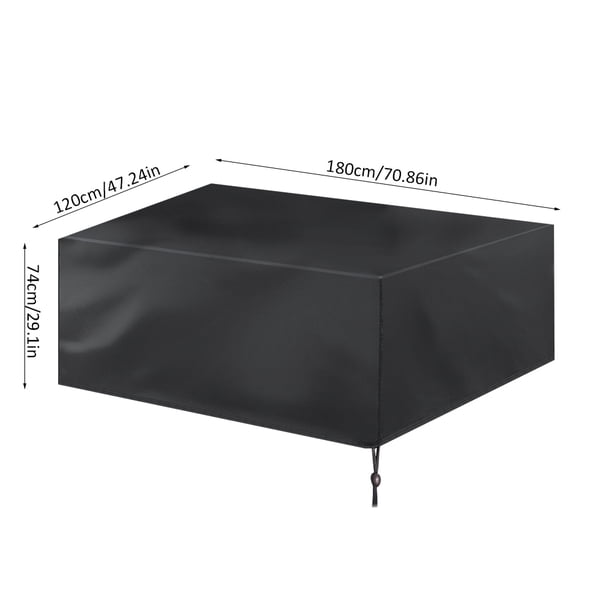 Cubias Protectoras Impermebles para mesa de Muebles de Patio, Cubierta Rectangular Negra para Lluvia y Sol para Exteriores