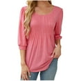 thumbnail image 1 of MeetoTime Chemises à Manches Longues pour Femmes Hauts d'Automne Tunique Décontractée Col Rond T-Shirts Plissés Confortables, 1 of 8