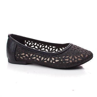 Front Cut Out Flares Adeliny by Dotty, Children's Girl Glitter Cut Out Flower Design Slip On Dress Flats ()