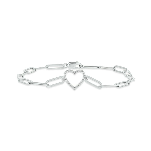 Cali Trove Heart Bracelet in 925 Sterling Silver | 1/10Ct Natural Diamond Bracelet