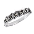 thumbnail image 1 of Polished Marcasite Sideways Leaf Ring .925 Sterling Silver Band Jewelry Female Male Unisex Size 6, 1 of 4