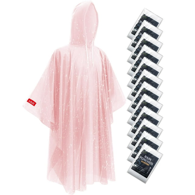 Ponchos de lluvia desechables Hitituto, 12 unidades, rosas, impermeables, 127 x 114 cm