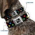 thumbnail image 2 of Buckle-Down Pet Collar, Dog Collar Metal Seatbelt Buckle, Vinyl Records Stacked Black Gray Multi Color, 15 to 24 Inches 1.0 Inch Wide, 2 of 8