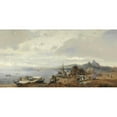 thumbnail image 2 of Robert Alott 18x11 Gold Ornate Wood Frame and Double Matted Museum Art Print Titled - Fischer on a Southern Italian Coastal Landscape (1880), 2 of 4
