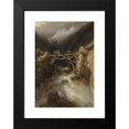 thumbnail image 2 of Eugène Isabey 18x24 Black Modern Framed Museum Art Print Titled - A Bridge with Travellers Crossing a Torrent in the Pyrenees, 2 of 5