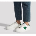 thumbnail image 4 of LUCKY STEP Stylish Star Low Top Lace Up Sneaker Comfort Walking Shoes,White/Green,Womens, 4 of 10