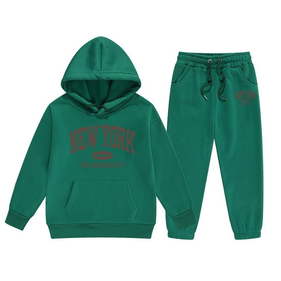 Kids Sweatsuits Girls Sweat Set Child Toddler Boys Girls Long Sleeve Solid Warm Hoodie Pullover Tops Pants Kids Outfits Sweat Suit