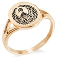 thumbnail image 1 of Stainless Steel Rokkaku Samurai Crest Minimalist Oval Top Polished Statement Signet Ring, 1 of 1