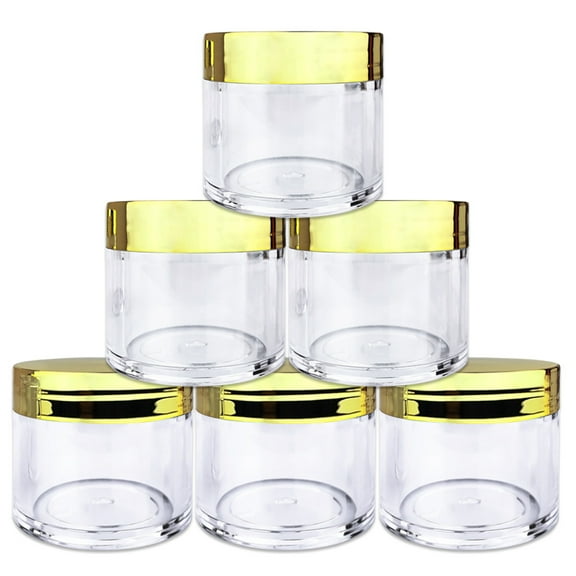 1oz/30g/30ml High Quality Acrylic Leak Proof Clear Container Jars with Gold Lids 6pcs