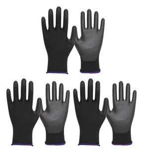 WHAMVOX 3Pairs Gants de protection Gants noirs de sécurité imperméables pour tâches générales