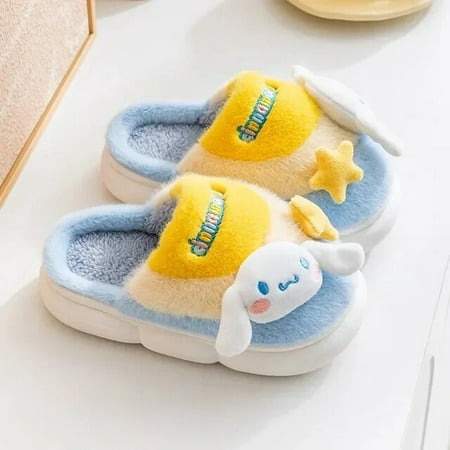 

Sanrio Hello Kitty Kids Cotton Slippers Kuromi Cinnamoroll Winter Padded Warm Non-slip Slippers Indoor Home Parent-child Shoes
