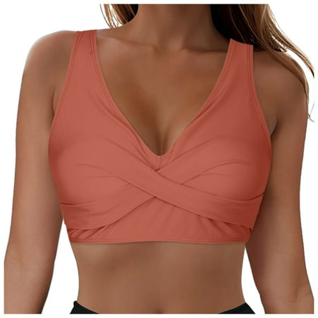 adviicd Swimsuits for Women Supportive Bikini Tops for Women Only Push Up Swim Top Bra Swimsuit Tops Padded Bathing Suit Top (Coffee M)