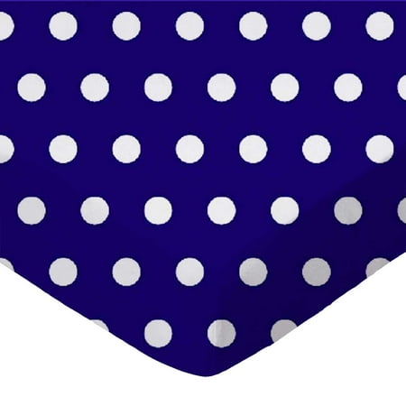 SheetWorld Fitted 100% Cotton Percale Play Yard Sheet Fits BabyBjorn Travel Crib Light 24 x 42, Polka Dots Royal