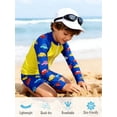 thumbnail image 5 of Lanbubble Toddler Boys Swimsuits Trunk Rashguard Long Sleeve Top Shorts 2 Pieces Bathing Suit Swimwear 3-8Y, 5 of 5