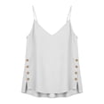 thumbnail image 4 of Xijirk V Neck Spaghetti Strap Tank Top Side Button Loose Fit Sleeveless Camisole for Daily Casual Street Layering Wear,White,XXL, 4 of 7