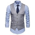 thumbnail image 2 of Plus Size Men Solid Color Suit Vest Single Breasted Business Waistcoat, 2 of 4