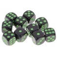 thumbnail image 1 of Dados de plástico para juegos de 16 mm, piezas con puntas para el suministro de juegos de rol. Verde negro, 1 of 5