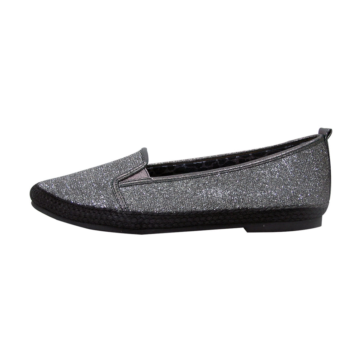FUZZY Lacy Women Extra Wide Width Casual Metallic Flat PEWTER 7