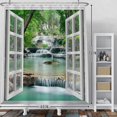 thumbnail image 3 of Nature Landscape Shower Curtain Summer Forest River Jungle Waterfall Lake Window Scenery Shower Curtains Decorative for Bathroom Waterproof Fabric Shower Curtain with Hooks 48x72 Inches, 3 of 6