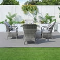 thumbnail image 3 of Direct Wicker Outdoor Wicker Patio Dining Set with Square Table, Tempered Glass Top & Cushioned Chairs,Grey, 3 of 8