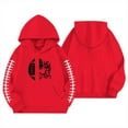 thumbnail image 3 of Girls Boys Hoodie Trendy Preppy Youth Oversized Waffle Hooded Pullover Sweatshirt Long Sleeve Shirt Cute Teen Fall Clothes - Red,3-4 Years, 3 of 5