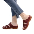 thumbnail image 3 of Willtoo Women's Orthopedic Sandals Arch Support Dressy Summer Comfortable Open Toe Flip Flops Wedge Platform Orthotic Walking Sandals Wine US-9（EU-42）, 3 of 4