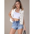 thumbnail image 3 of DARING DIVA Women's Denim Vest Button Down Sleeveless Jean Jacket S White, 3 of 7