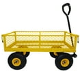 thumbnail image 3 of 3 cu. ft. 300 lbs. Capacity Removable Sides Metal Steel Mesh Heavy Duty Utility Wagon Outdoor Garden Cart in Yellow, 3 of 9
