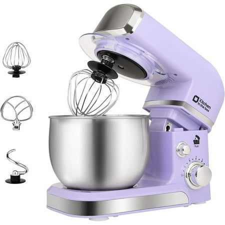 

Stand Mixer 3.2Qt Small Electric Food Mixer 6 Speeds Portable Lightweight Kitchen Mixer For Daily Use With Egg Whisk Dough Hook Flat Beater (Purple)