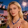 thumbnail image 1 of Collier de la Fête de l'Indépendance 10 Pcs, Collier de la Fête de l'Indépendance Vacemry, Bijoux Star Rouges Argent Bleus Patriotiques, Ensemble de 3 Pendentifs Star à Cinq Branches pour Fête de la Fête Nationale Festival Parade, Patriotique, 1 of 6